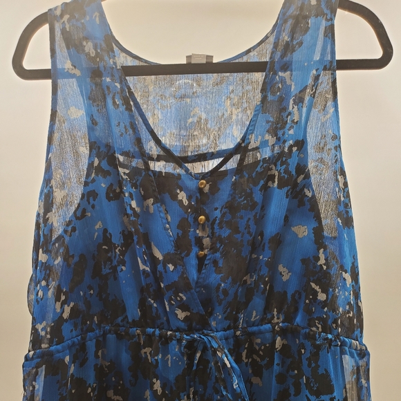 Converse XL Sheer Sheath Blue Black Print Dress - Picture 2 of 7